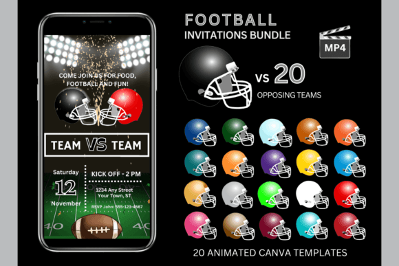 Black Team Bundle: Your Ultimate Football Invitations