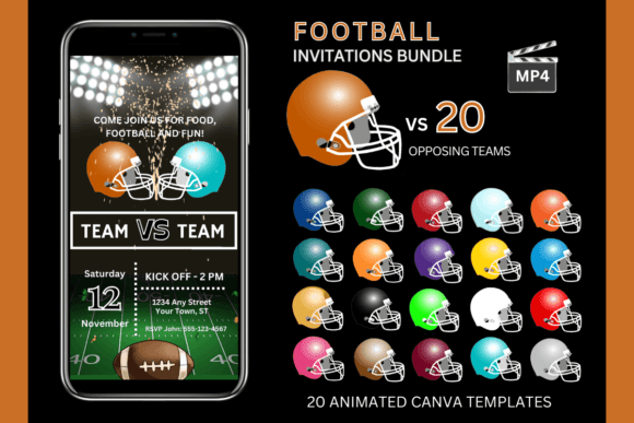 Burnt Orange Team Bundle: Game Day Invitations