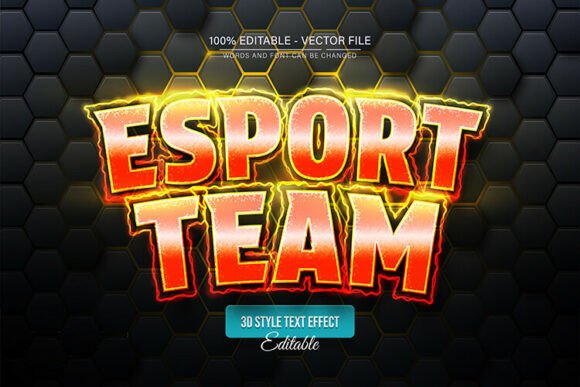 Esport Game Team Glow Neon Text Effect for Bold Graphics