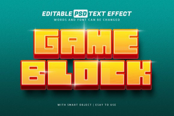 Game Block 3D Style Text Effect: Editable PSD for Designers