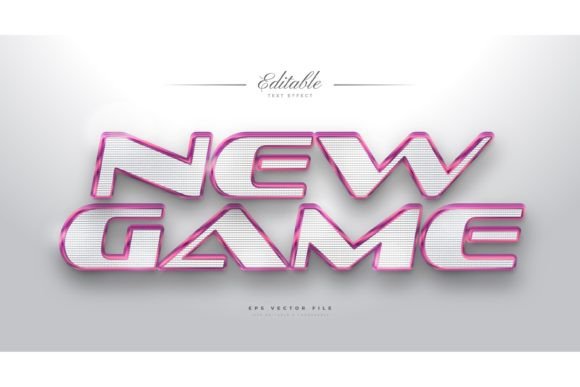 New Game Text Style in White and Pink: A Bold Display Asset
